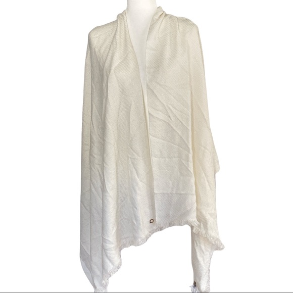 Calvin Klein Twill Lurex Scarf Eggshell - Picture 2 of 2